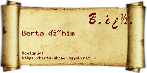 Berta Áhim névjegykártya